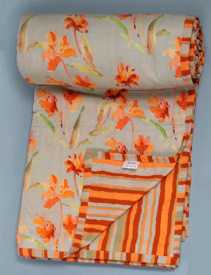 Ochre And Orange Daffodil garden Printed 7 PC Set