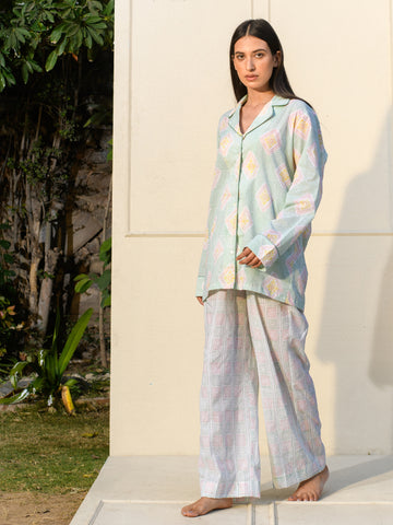 Buy Shuchi Woodblock Hand Printed Monsoon Pajama Set