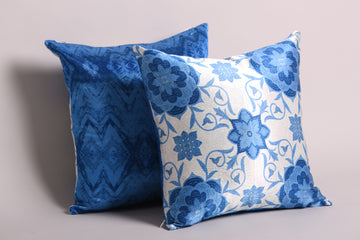 Luxury Satin Marble Blue and White Cushion Cover