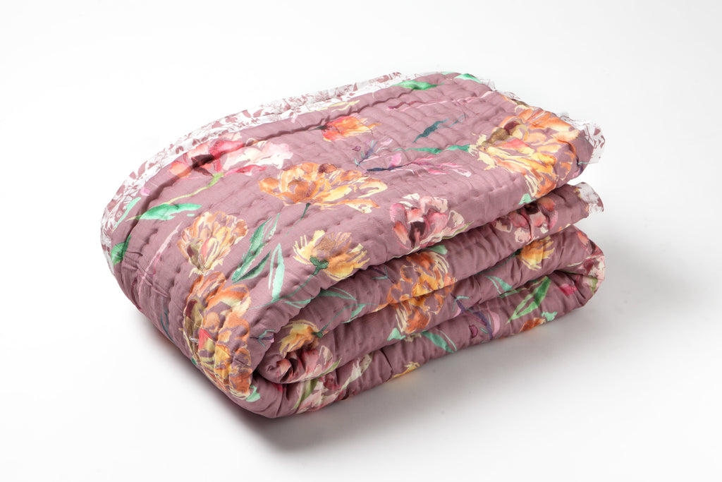 Buy Rosewater Silk Cotton Reversible Quilt