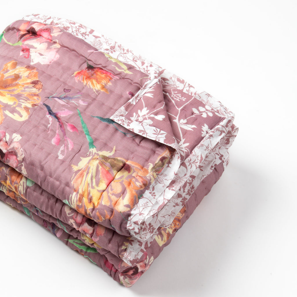 Shop Rosewater Silk Cotton Reversible Quilt