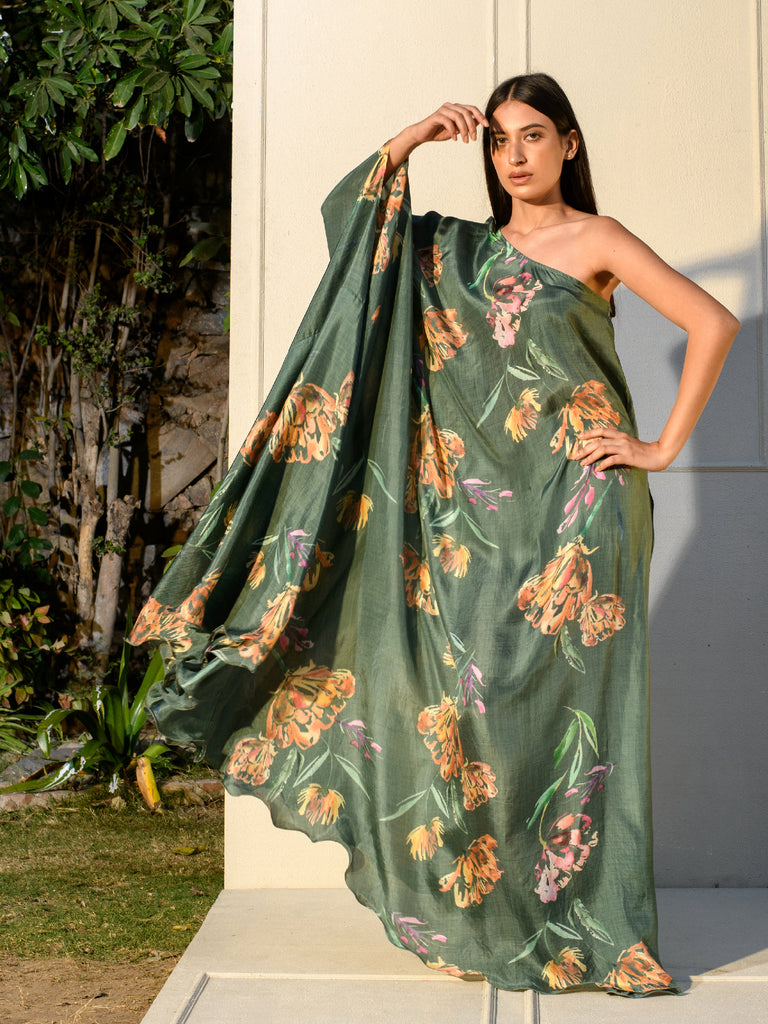 Buy Soundarya Botanical Neemleaf one Shoulder Kaftaan