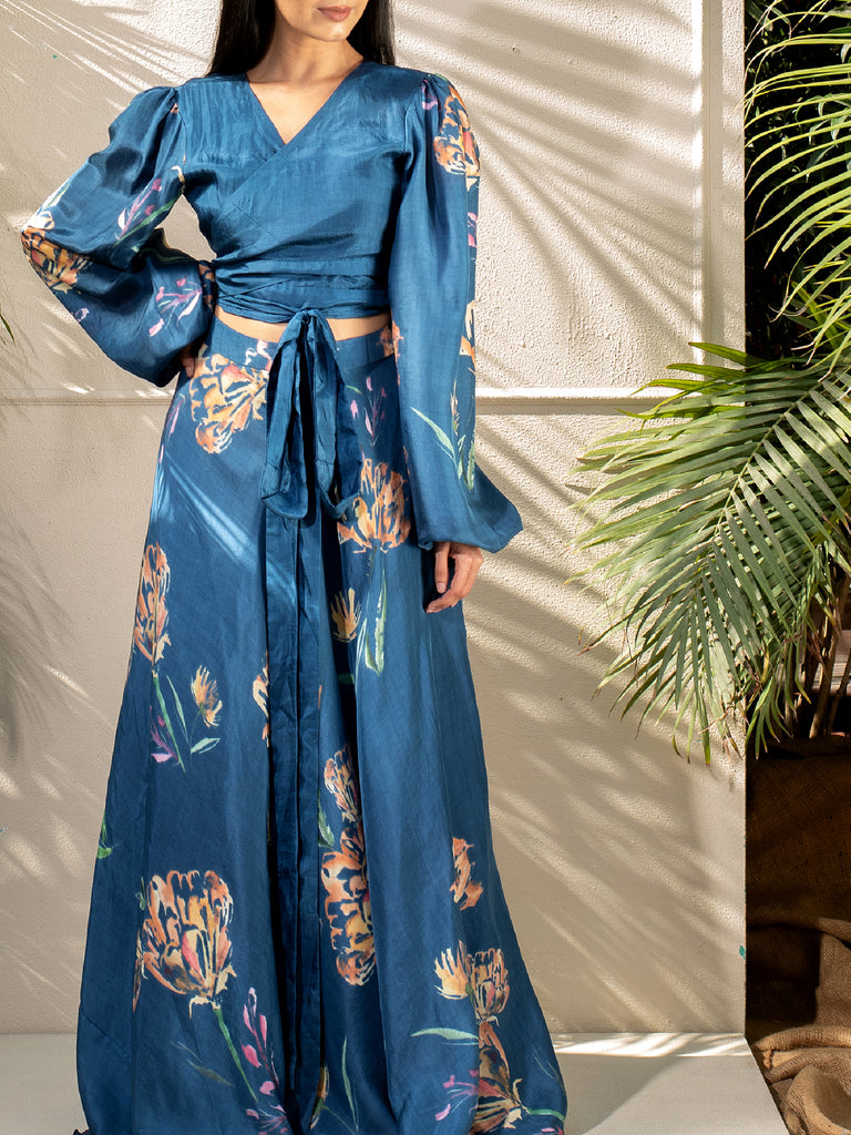 Buy Soundarya Botanical Bluelixer Wrap Dress