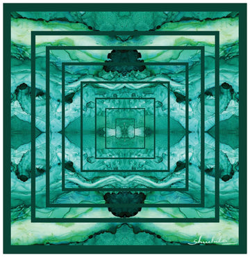 Green EMERALD Printed Pure Silk Scarf
