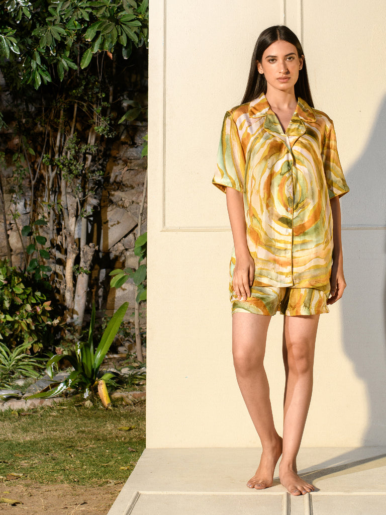 Shop Tatva Abstract Cosmored Coord Shirt and Shorts Set