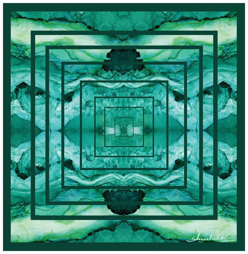 Emerald Printed Pure Silk Scarf and Pocket Square Gift Set