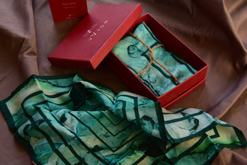 Emerald Printed Pure Silk Scarf and Pocket Square Gift Set
