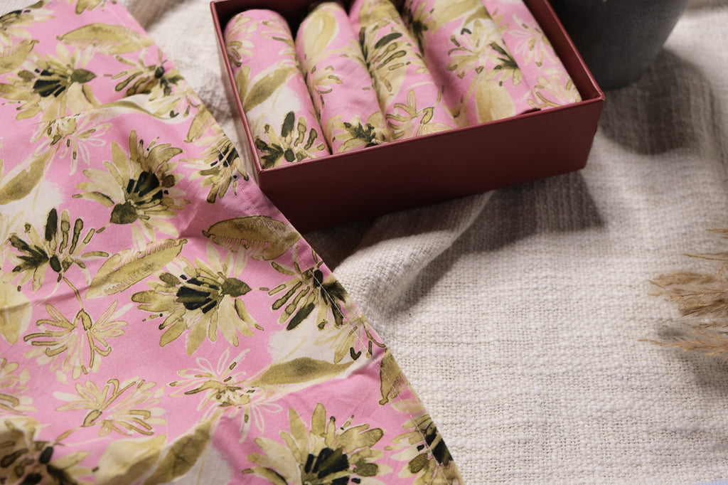 Pink Lemonade Floral Dinner Napkins Set of 6