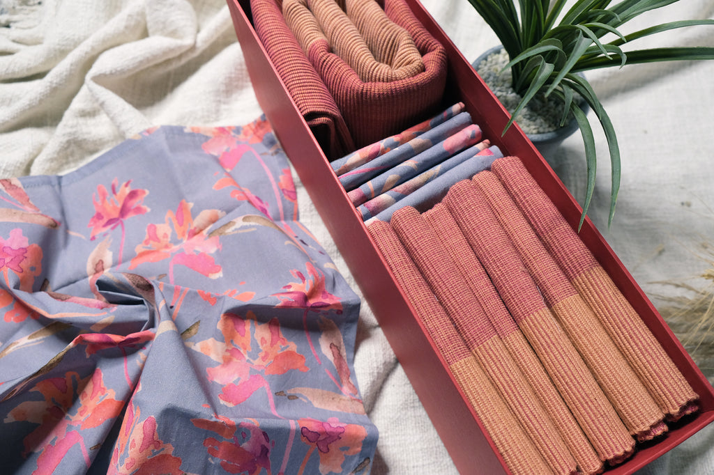 Pink on Grey floral Printed Tableware Set