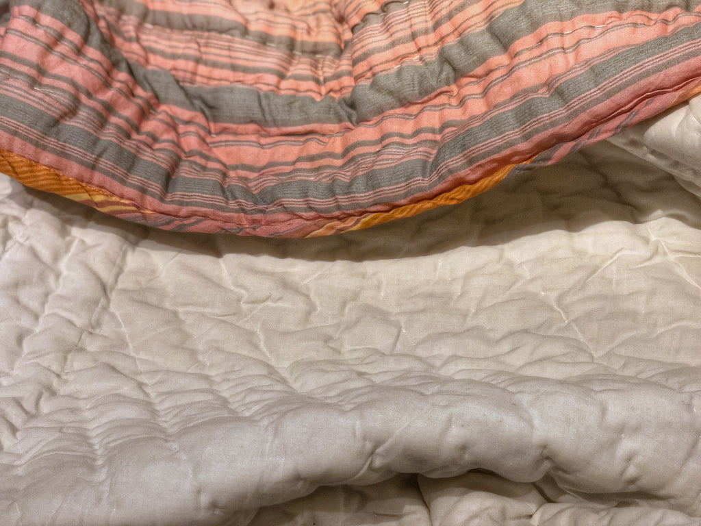 Peach and White Two Ways 100% Cotton Quilt