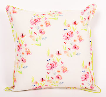 White and Pink Dutch Iris Floral Dreams Printed Cushion Cover