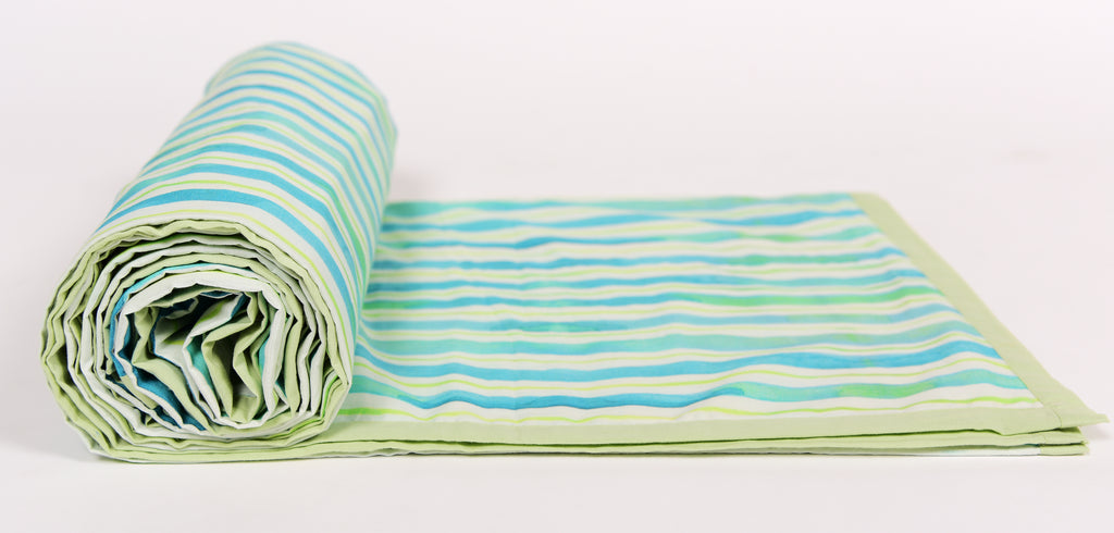 Aqua Stripes Of Line Printed Duvet/ Dohar