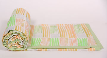 Yellow And Green Stripes Printed Duvet/ Dohar