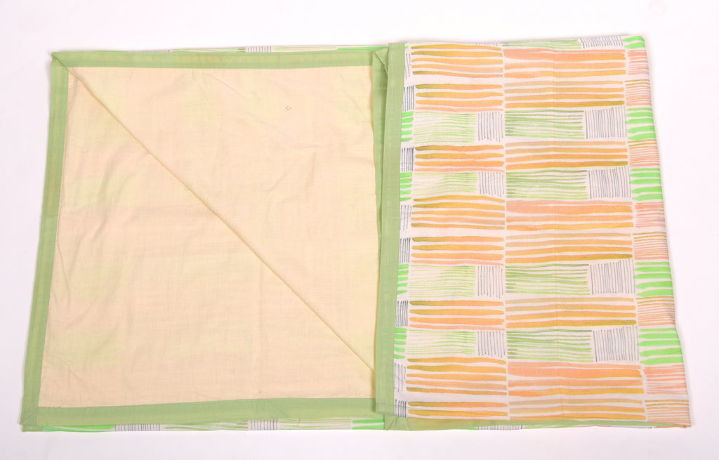 Yellow And Green Stripes Printed Duvet/ Dohar