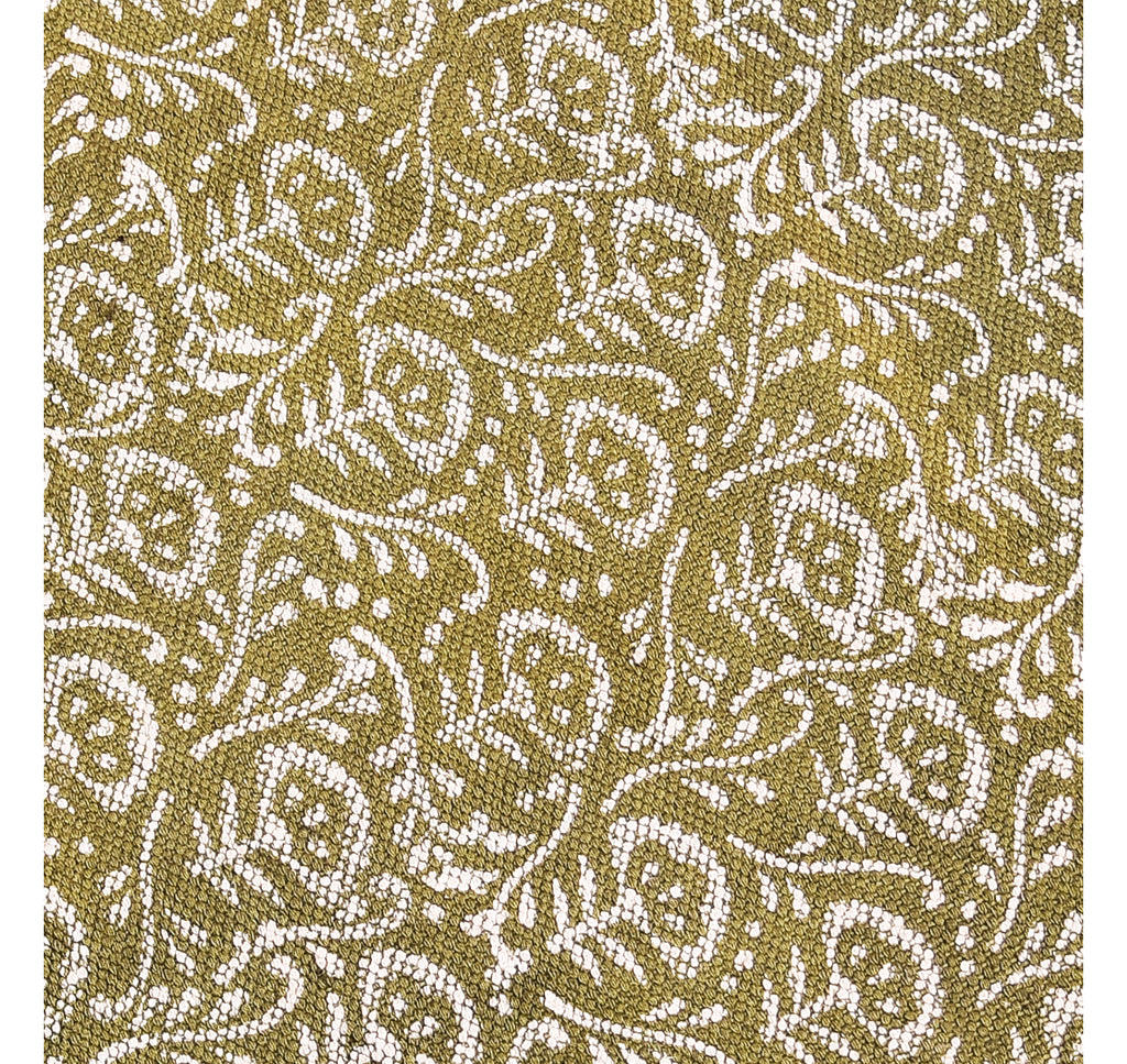 Dhurrie Rug - Hand Block printed in Olive Green 2ftx3ft