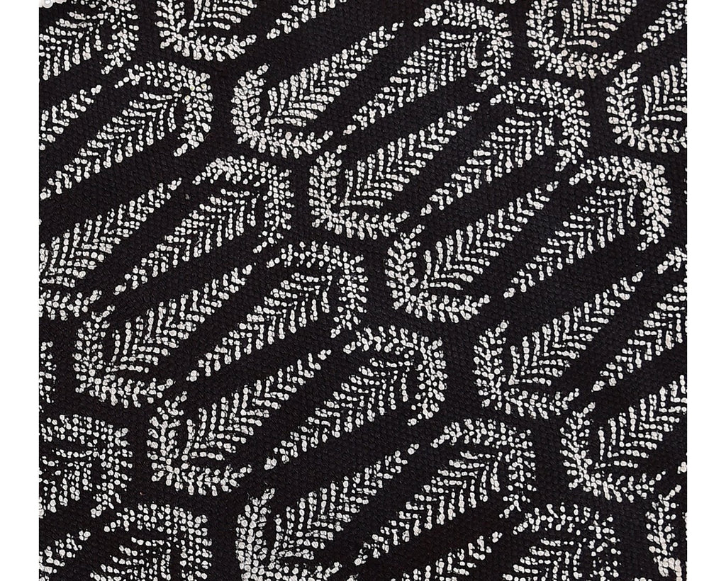 Dhurrie Rug - Hand Block printed in Black 2ftx3ft