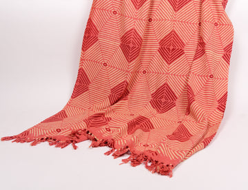 Hand Printed Throw in Fresh Peach 101 - 100% Cotton