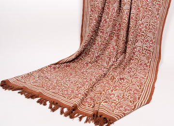 Hand Printed Throw in Earthy brown 102 - 100% Cotton