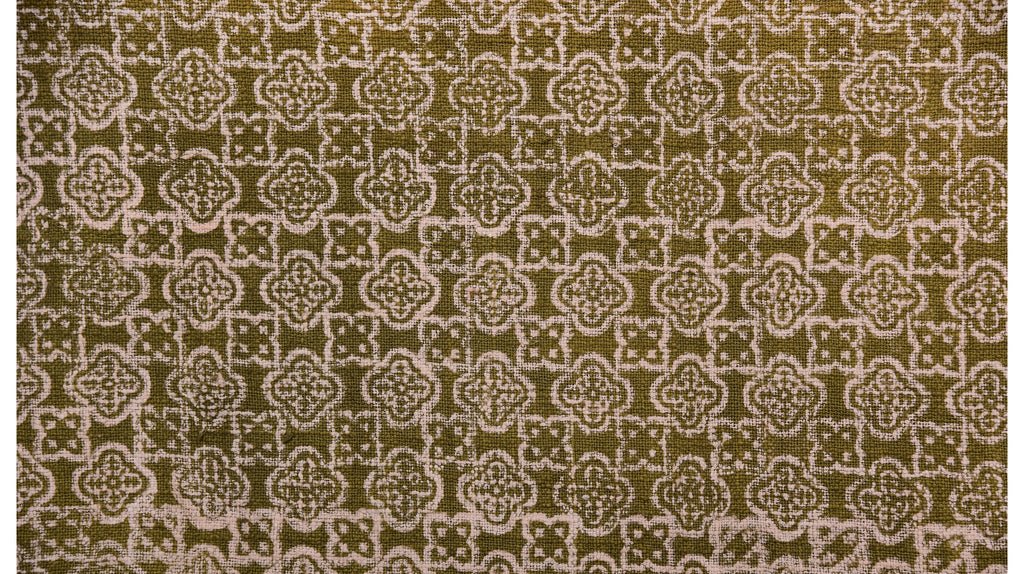 Hand Printed Throw in Earthy Olive 103 - 100% Cotton