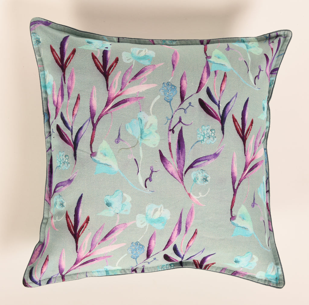 Blue Tulip Garden Printed Cushion Cover