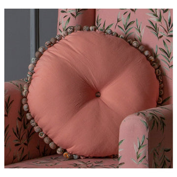 Solid Peach Round Filled Decorative Cushion