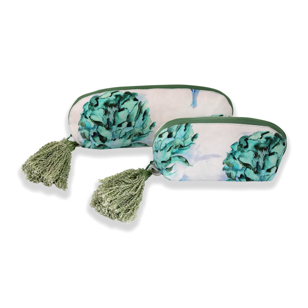 Penoy White And Aqua Printed Multi-utility Pouches