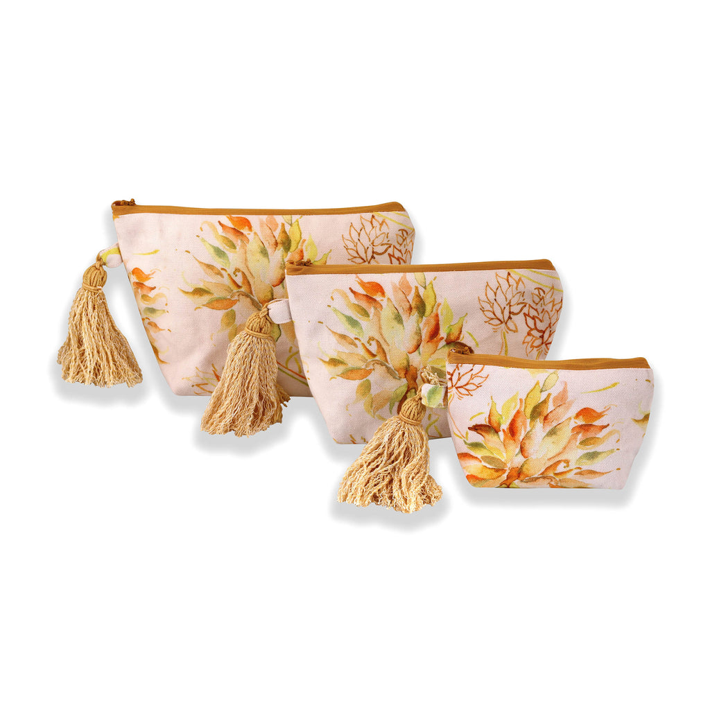 White And Yellow Daheliya Floral Printed Multi-utility Pouches