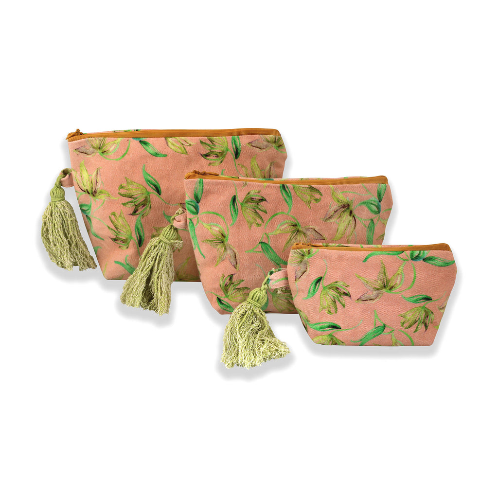 Peach Floral Printed Multi-utility Pouches