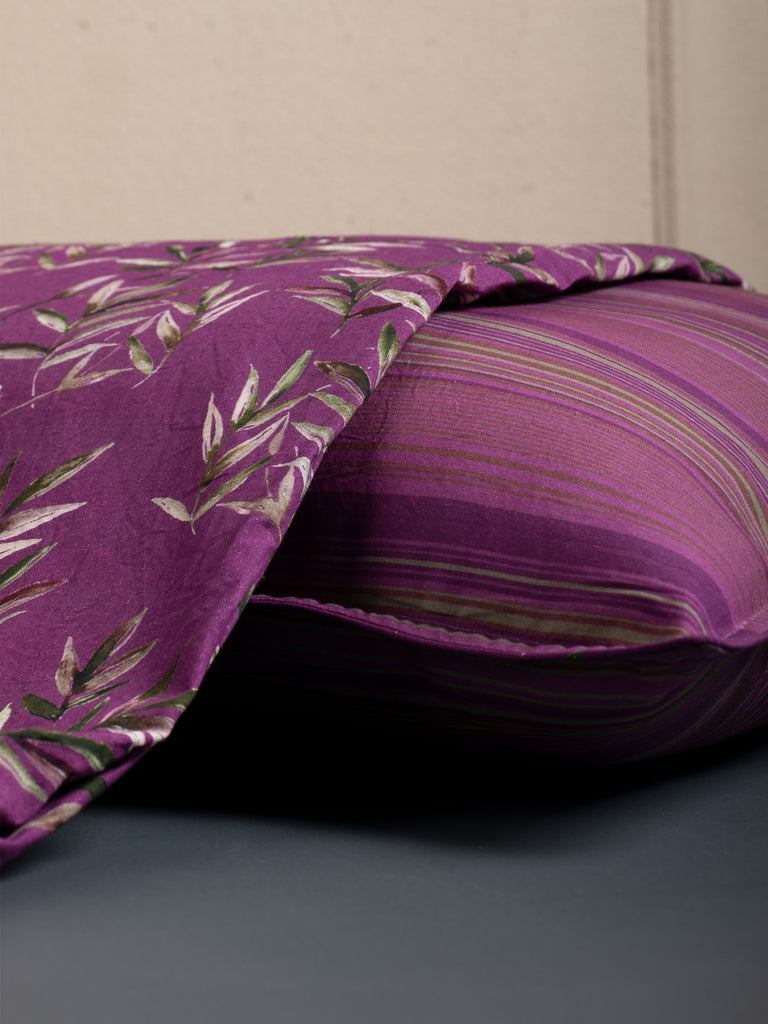 Buy Purple Coral Leaved Printed Bed Sheet Set