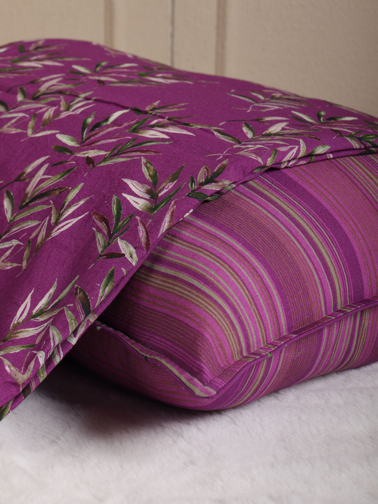Order Purple Coral Leaved Printed Bed Sheet Set