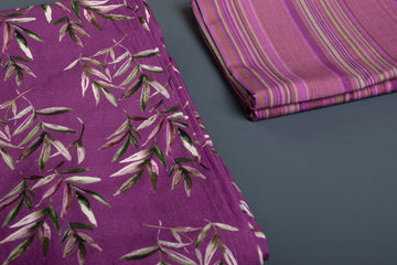Purple Coral Leaved Printed Bed Sheet Set