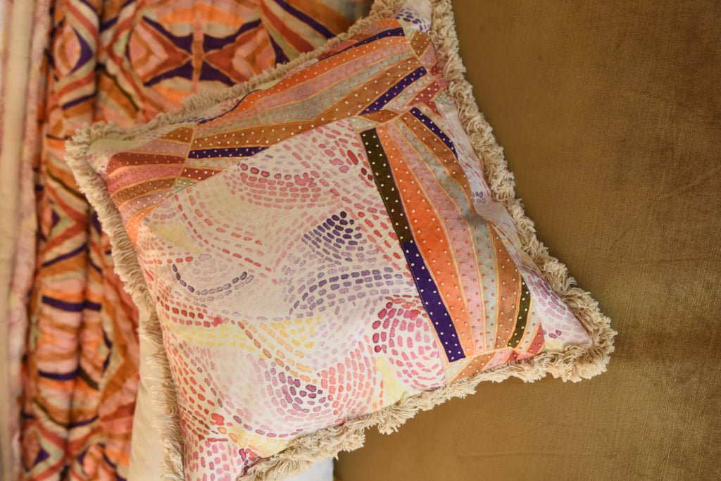 Collaged Dashed Doodle Warm Colours Cushion Cover