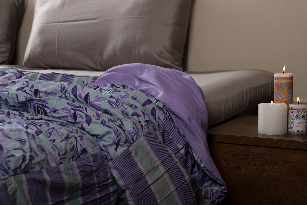 Buy Grape Heaven Purple and Grey Tuck Styled Comforter