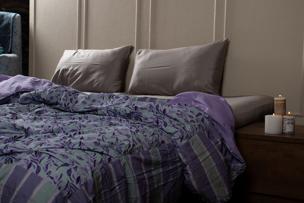 Order Grape Heaven Purple and Grey Tuck Styled Comforter