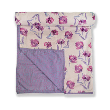 White And Purple Floral Printed Duvet / Dohar