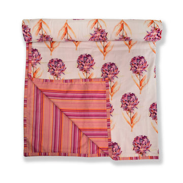 Peony White and Purple Printed Duvet / Dohar