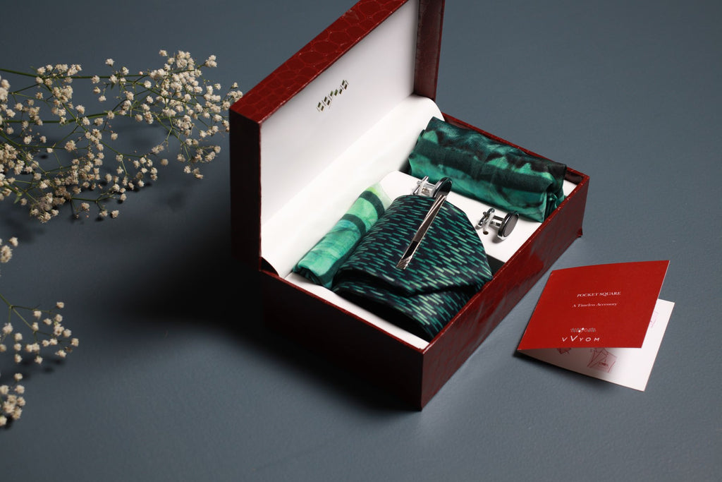 Him & Her Tie Scarf Combo Gift Box Set of 5 Emerald