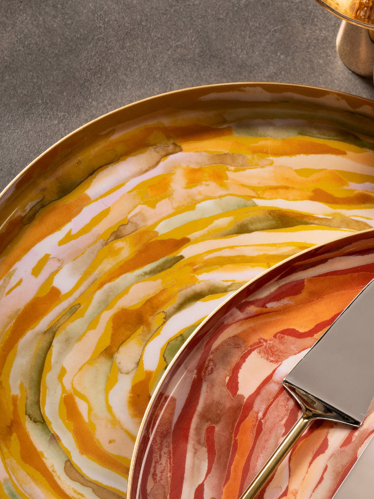 Order Mango Red Abstract Round Platter
