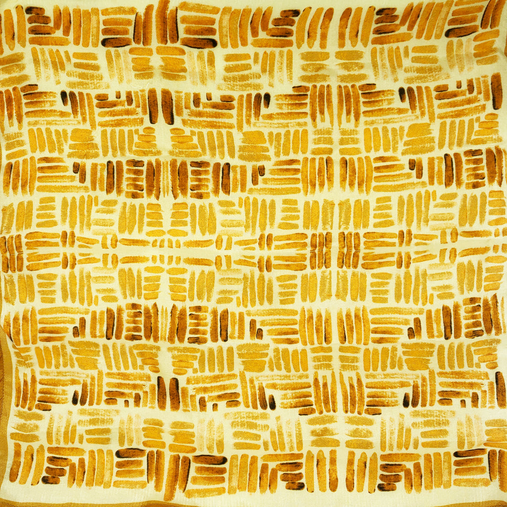 Cadmium Orange Colour Story Stripes Printed Pure Silk Pocket Square.