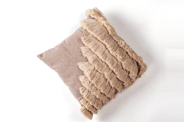 Earthy Accent Diagonal Frill Natural Cushion Cover