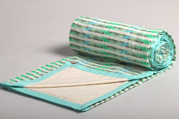 Green and white stripes Printed Duvet / Dohar 103W