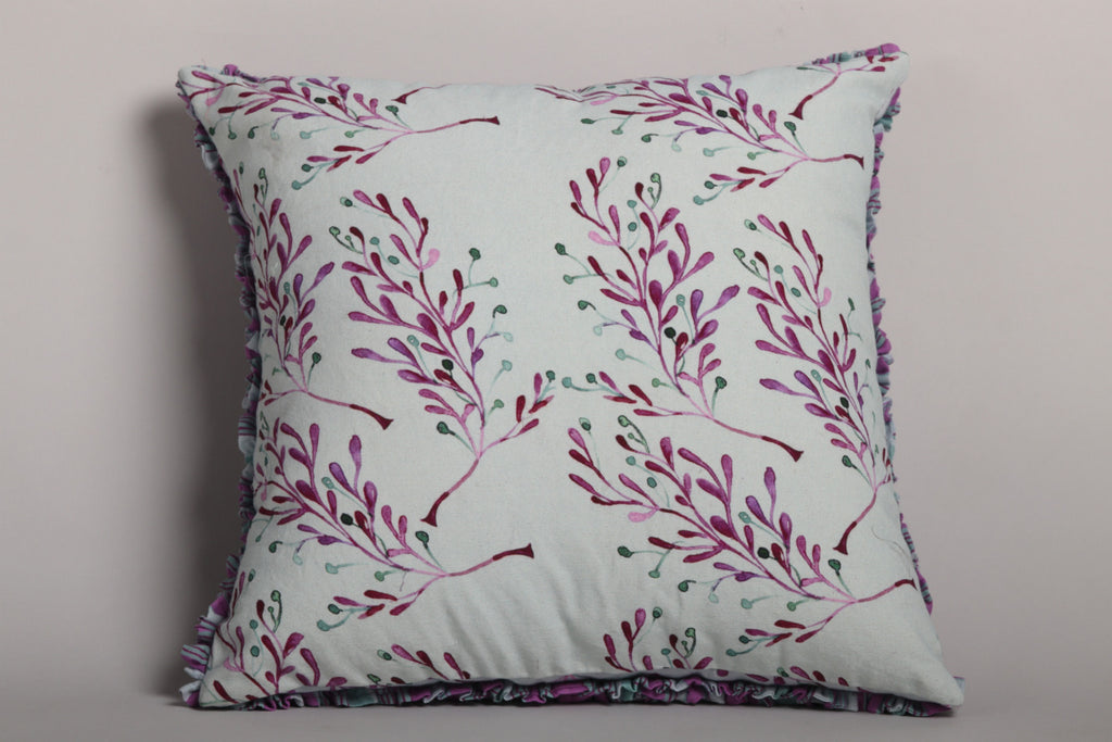 Grey Lilac Underwater Coral Printed Cushion Cover