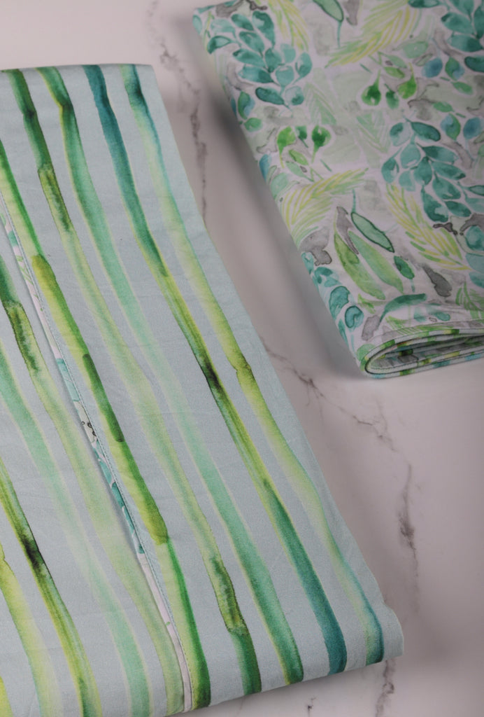 Foliage printed Printed Bed sheet with 2 pillow covers