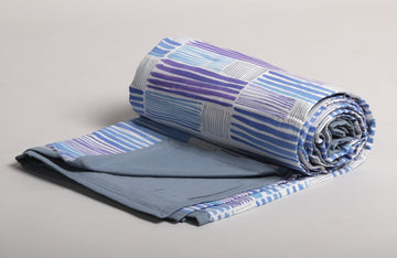 Grey and blue stripes Printed Duvet / Dohar
