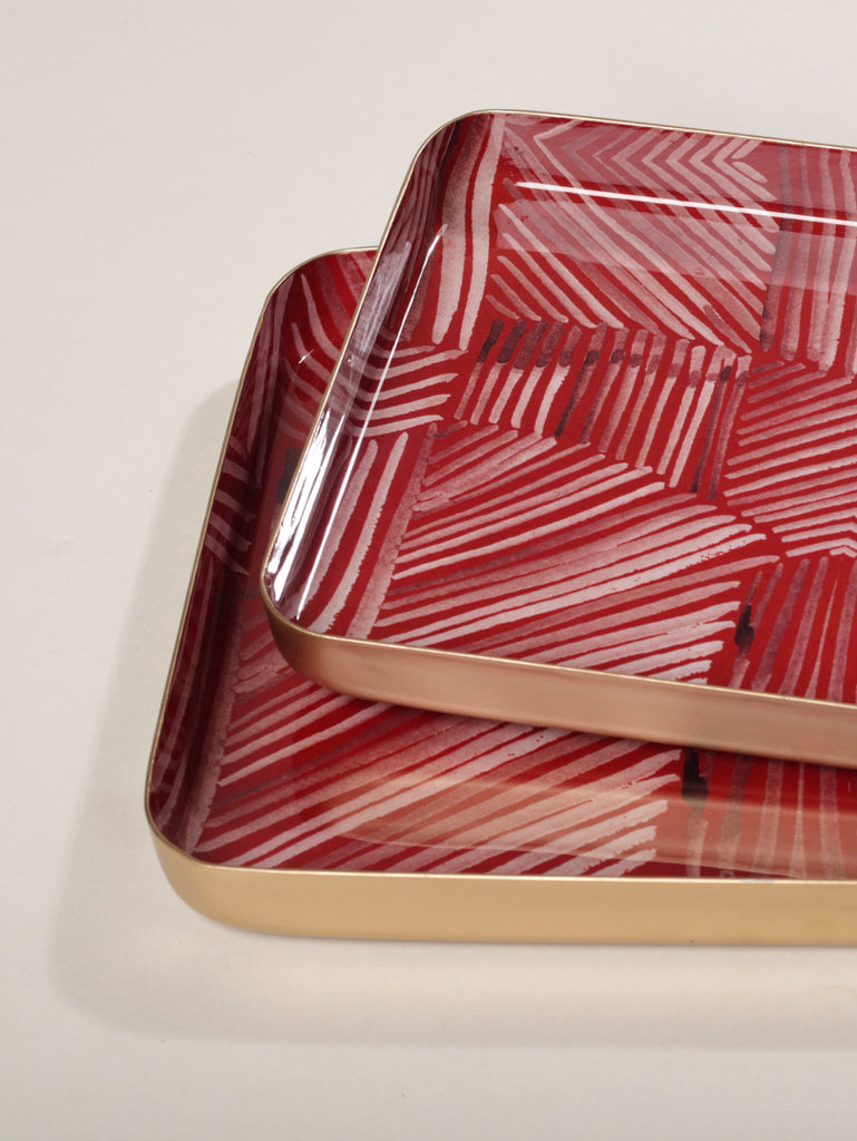 Buy Tray Set of 2 Scarlet Red