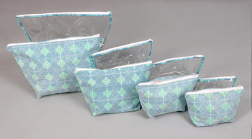 Blue and Green Tatva Printed Multi-utility Pouch Set of 8 Pcs