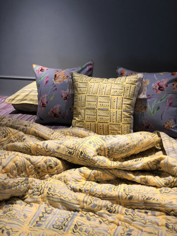 Colour Story Yellow Grey Printed 7 PC Set