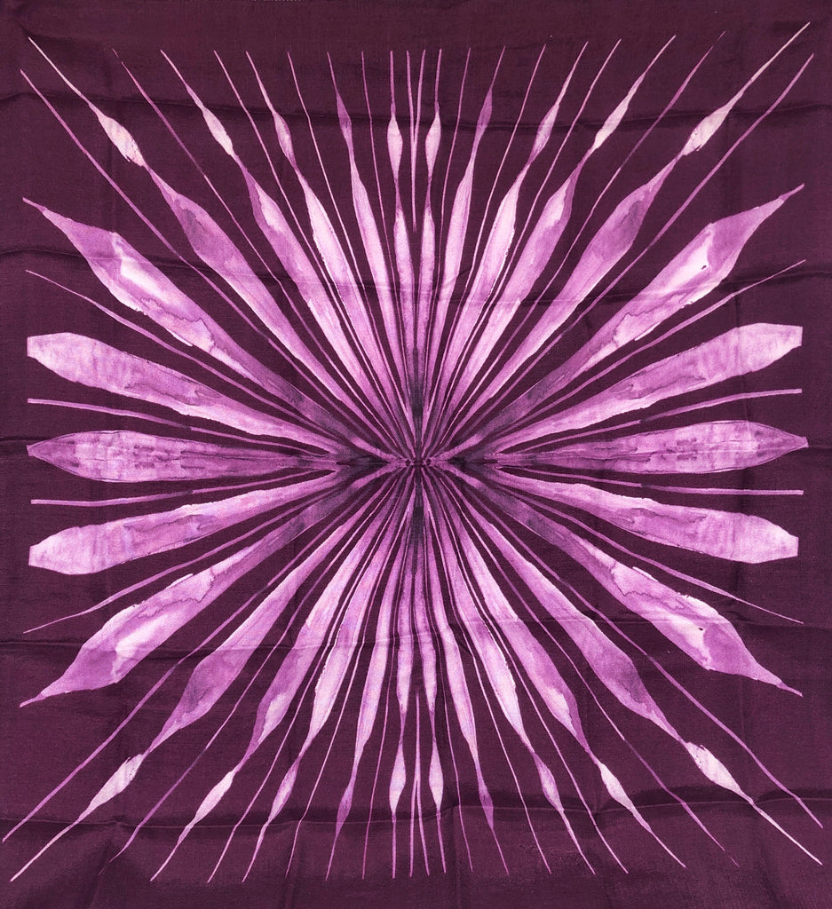 Imperial Purple Cour Story Printed Pure Silk Pocket Square.