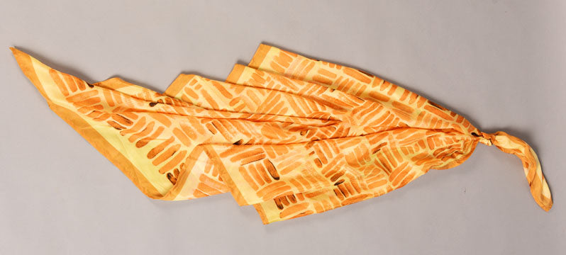 Cadmium Orange Colour Story Abstract Printed Pure Silk Scarf