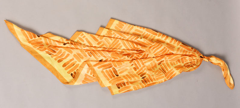 Cadmium Orange Colour Story Abstract Printed Pure Silk Scarf